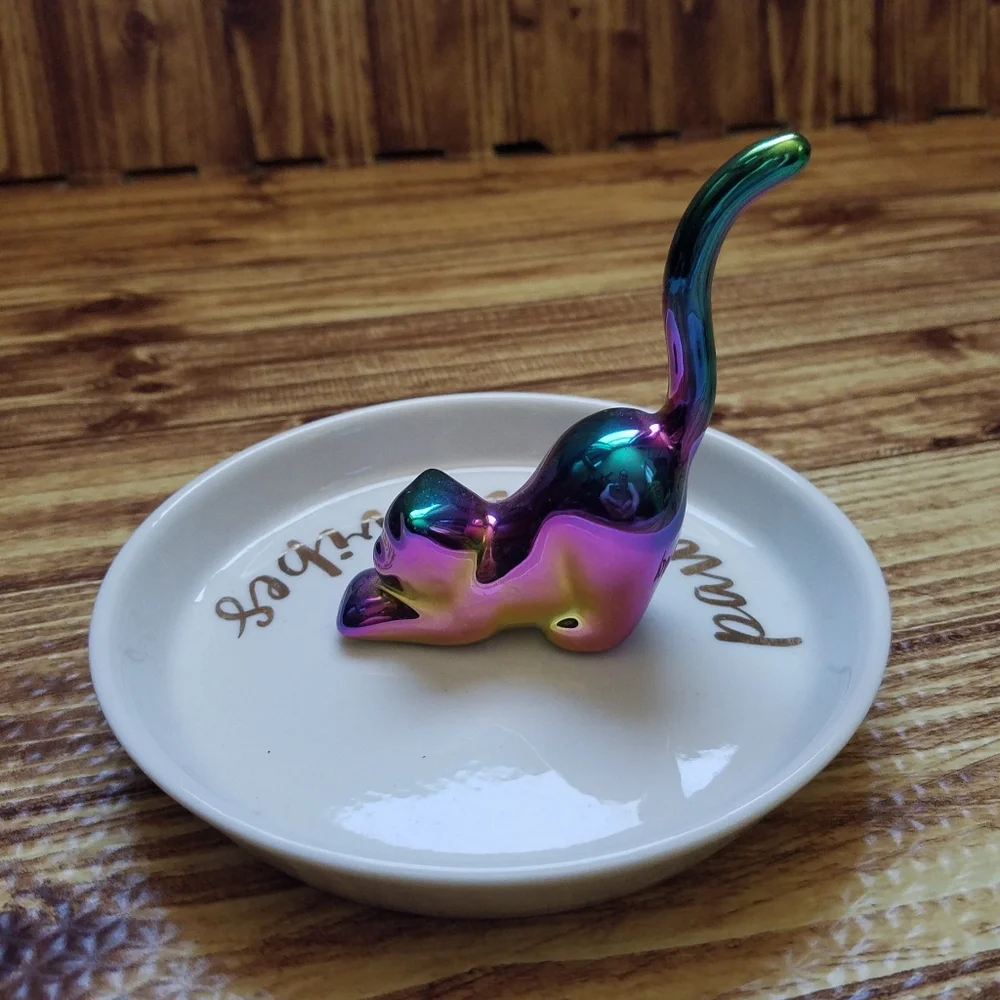 Cat Jewelry Holder Dish Trinket Tray Ring Pawsitive Vibes Villa Decor